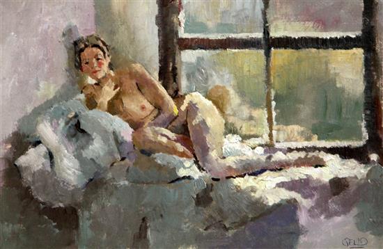 § Sherree Valentine Daines (1956-) Interior with reclining nude 9.25 x 13.75in.